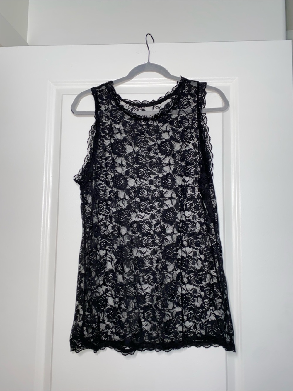 Black Floral Lace Sleeveless Top